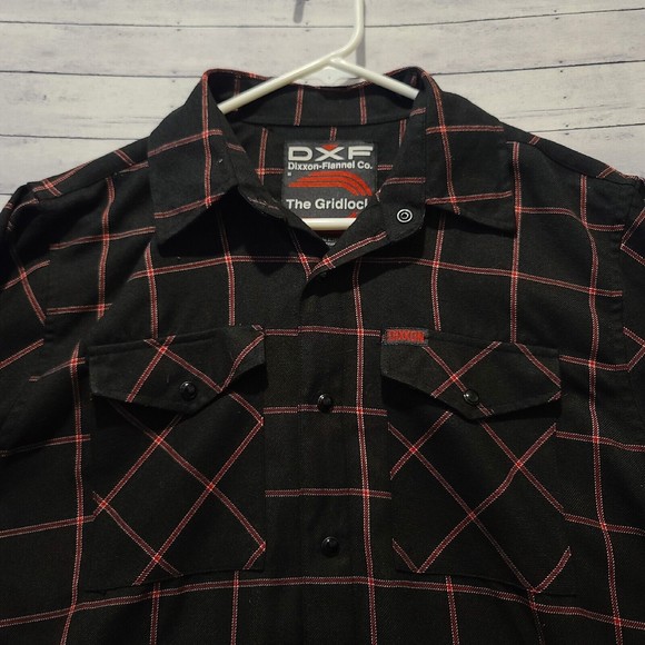 Dixxon DXF Flannel Gridlock Snap Button Long Sleeve Shirt Black Red Mens Sz M - Picture 11 of 16